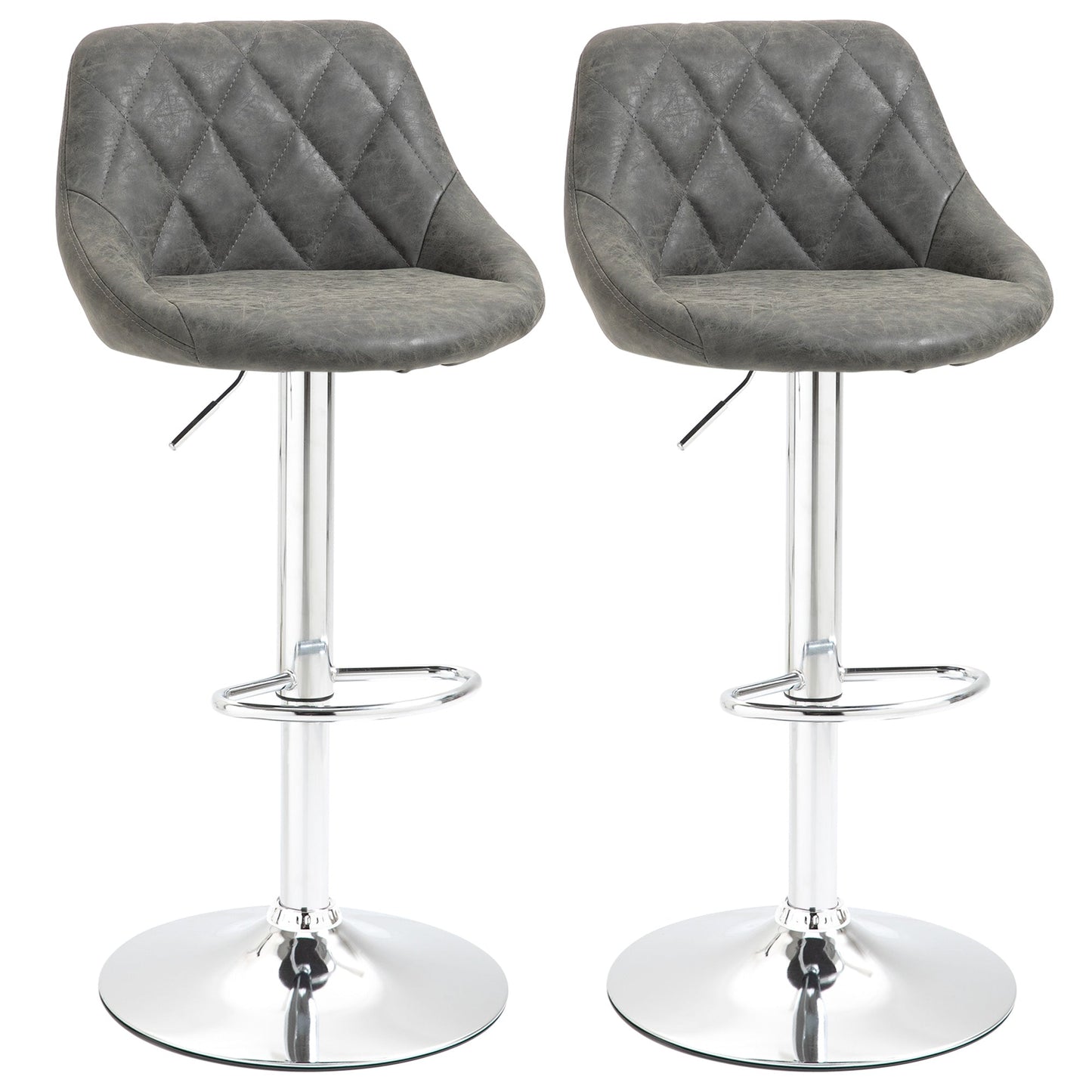 Set 2 swivel design bar stools with adjustable height - dark Grey - Borgè