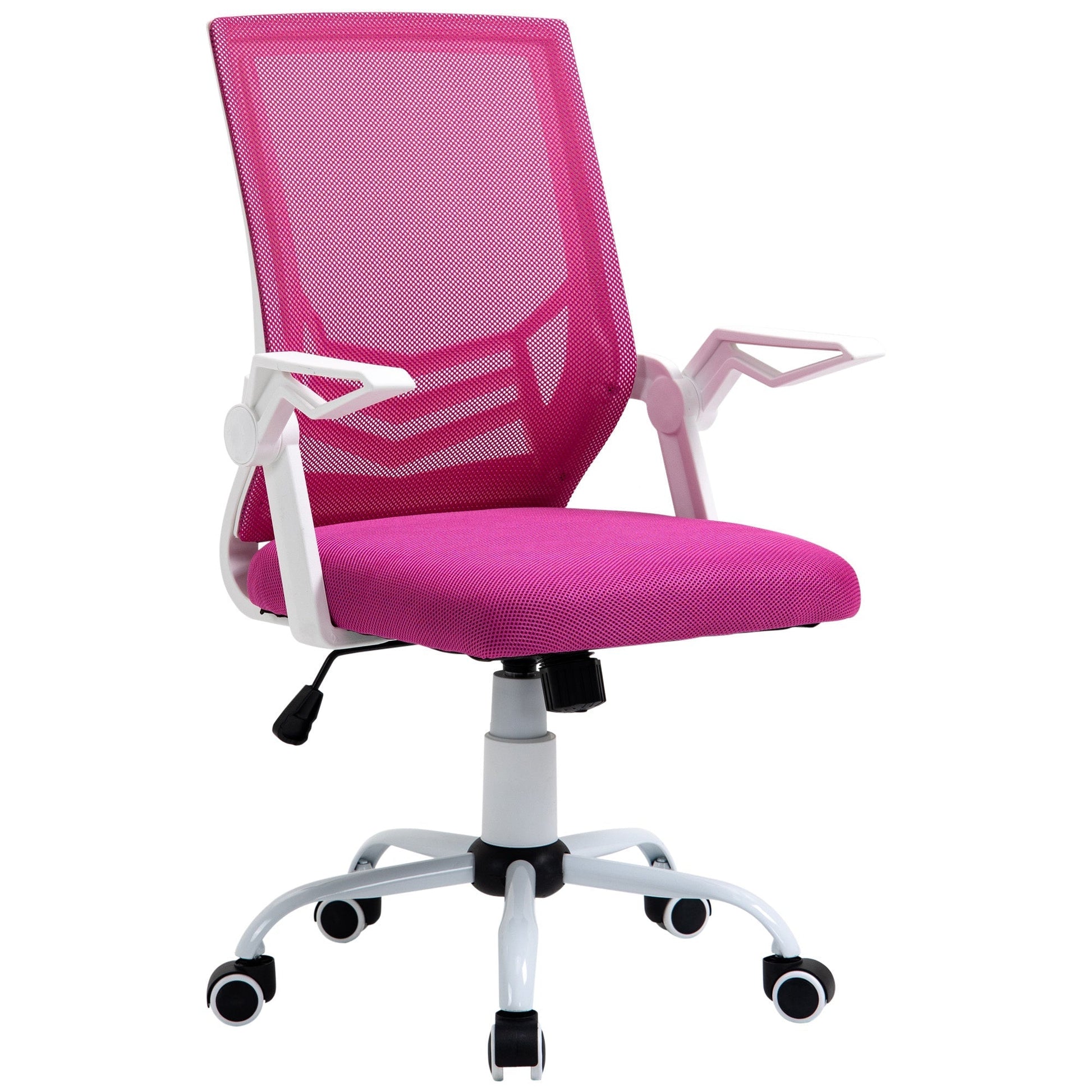 Ergonomic office chair with armrests and lumbar support, swivel office chair and adjustable height in pink fabric - Borgè