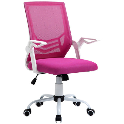 Ergonomic office chair with armrests and lumbar support, swivel office chair and adjustable height in pink fabric - Borgè