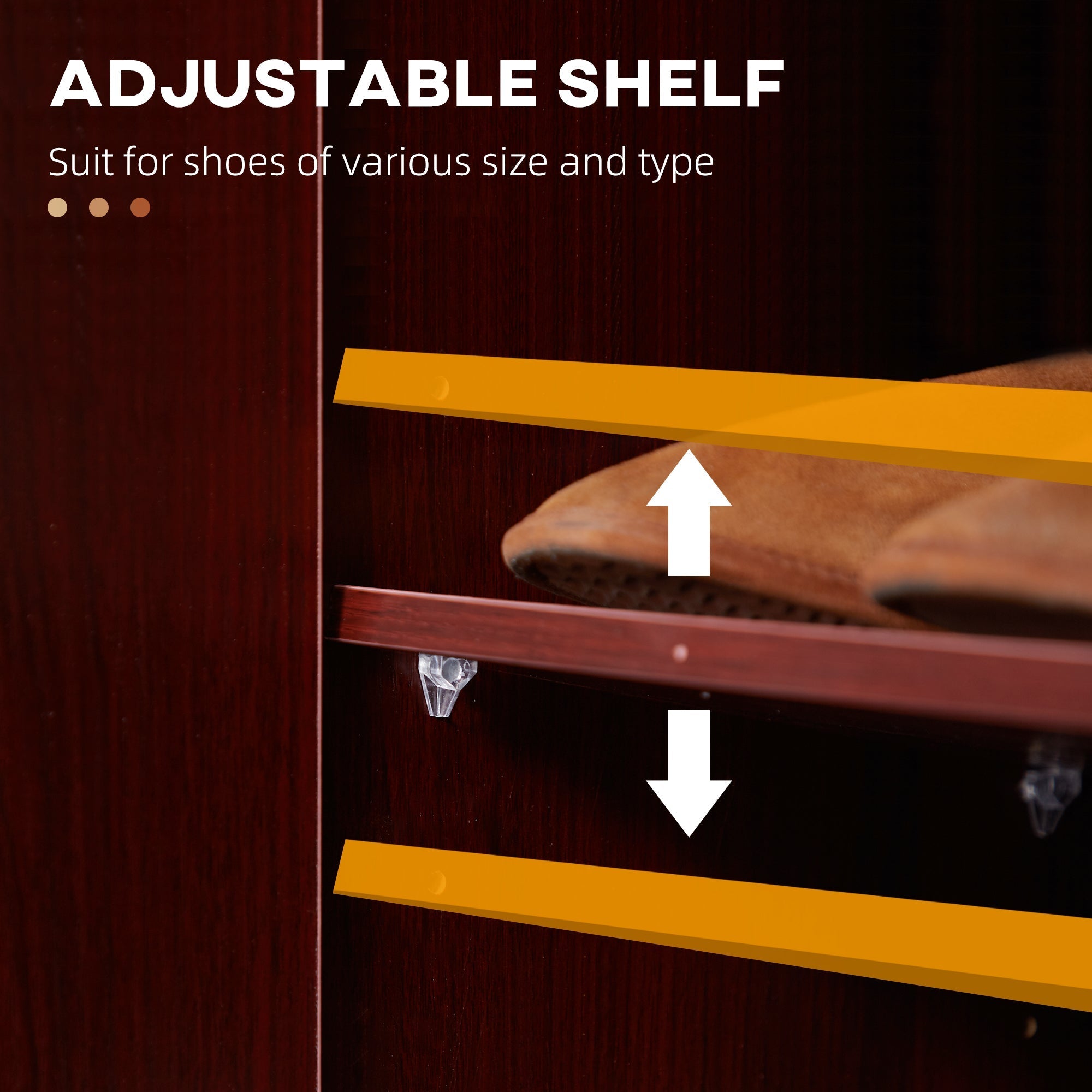 Modern Scarp Closer and wooden saving for 12 pairs with 4 open shelves, 83x30x90 cm, coffee color - Borgè