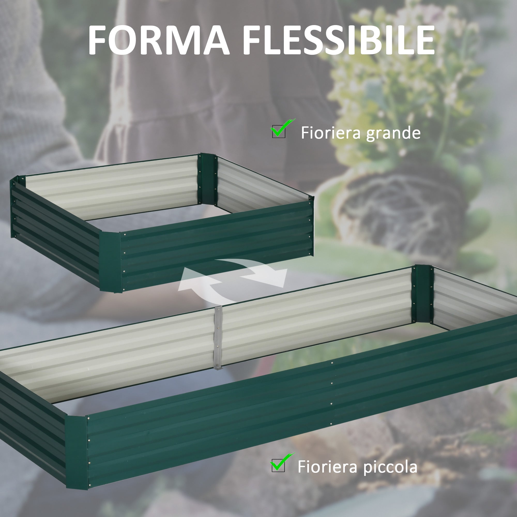 Outdoor Metal Raised Garden Bed, Plant Stand for Flowers and Herbs, 241x90.5x30cm - Borge' Group Limited