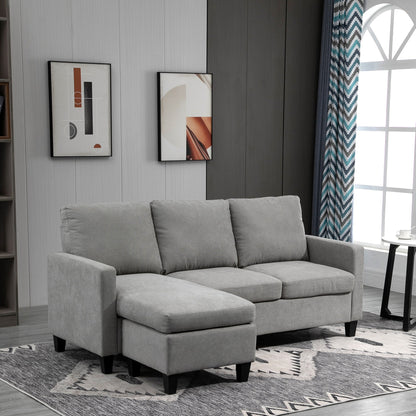 IGOR | Light Grey Fabric 3 Seater Corner Sofa with adjustable Lounge - Borgè