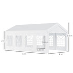 8x4m Steel Garden Gazebo with Removable Walls and Clear Windows, White - Borge' Group Limited
