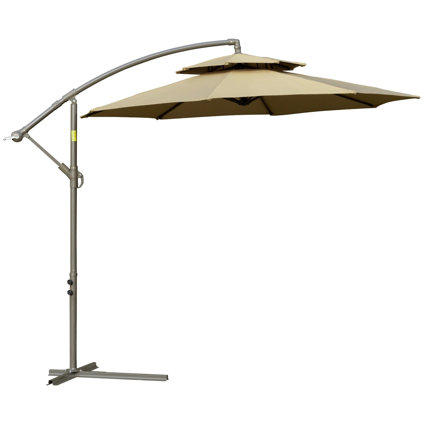 Outsunny arm umbrella with 2 -level adjustable roof and cross base, φ267x265cm, brown - Borgè