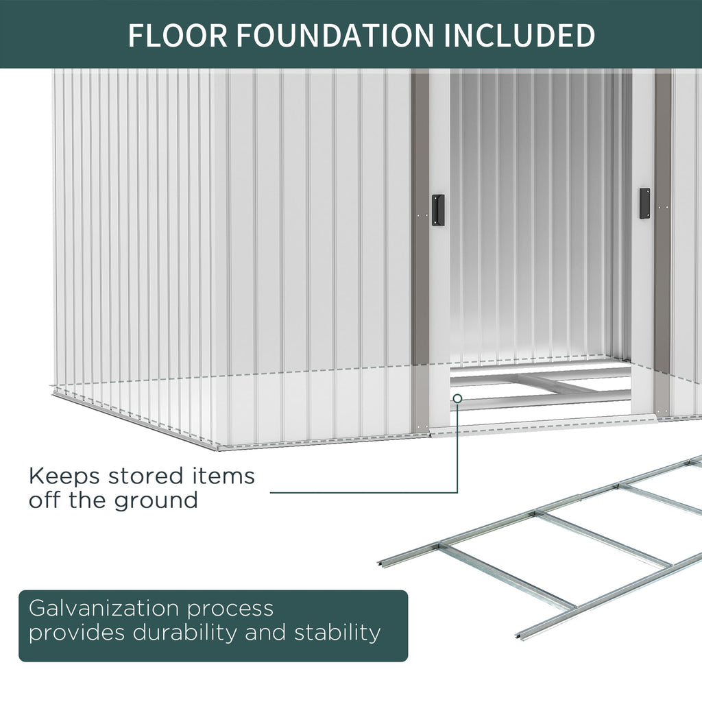 Outsunny garden house with double sliding doors, in steel and pp, 277x195x192cm, silver - Borgè