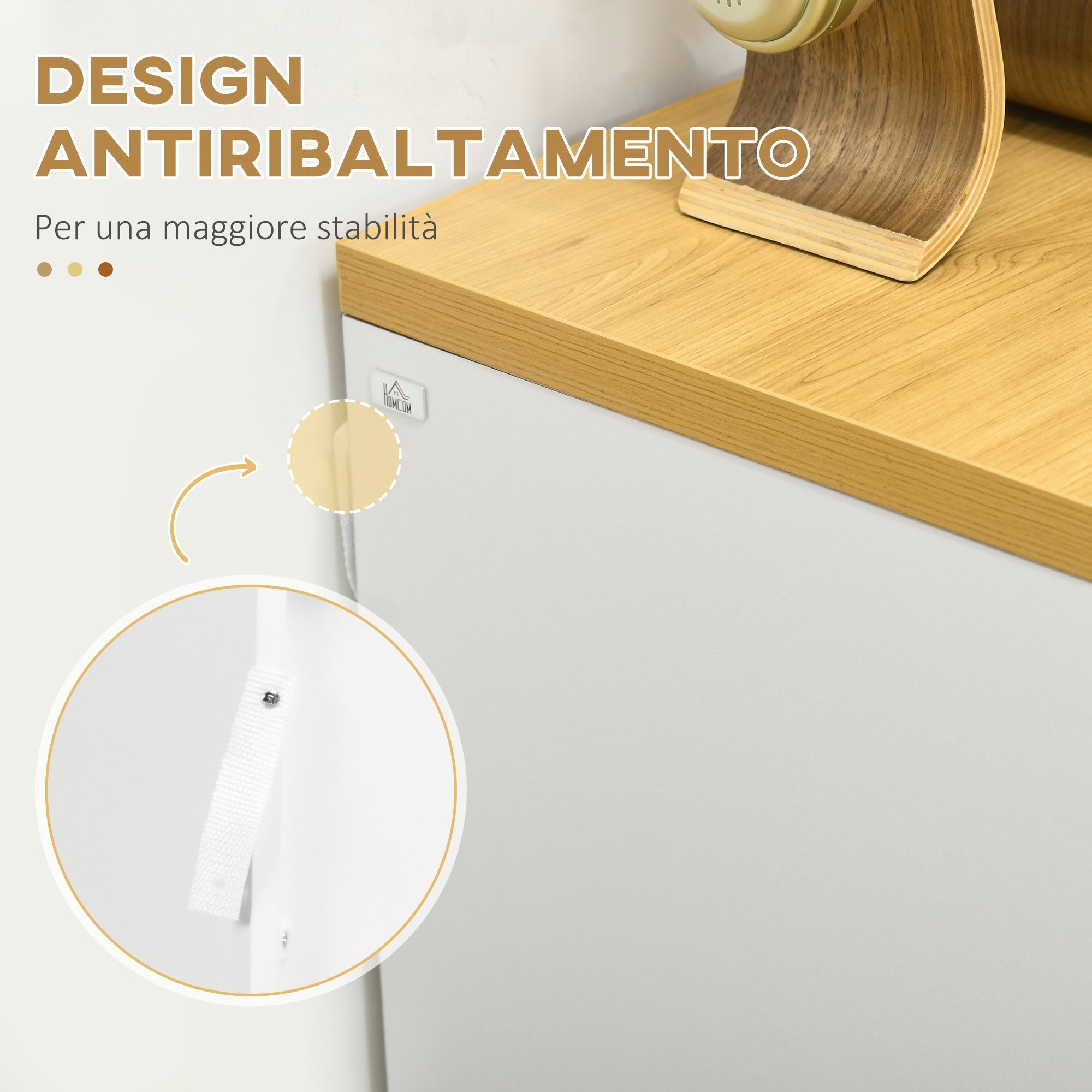 Homcom 3 -drawer chest of drawers in white chipboard for bedroom, study and living room, 70x37x75cm - Borgè