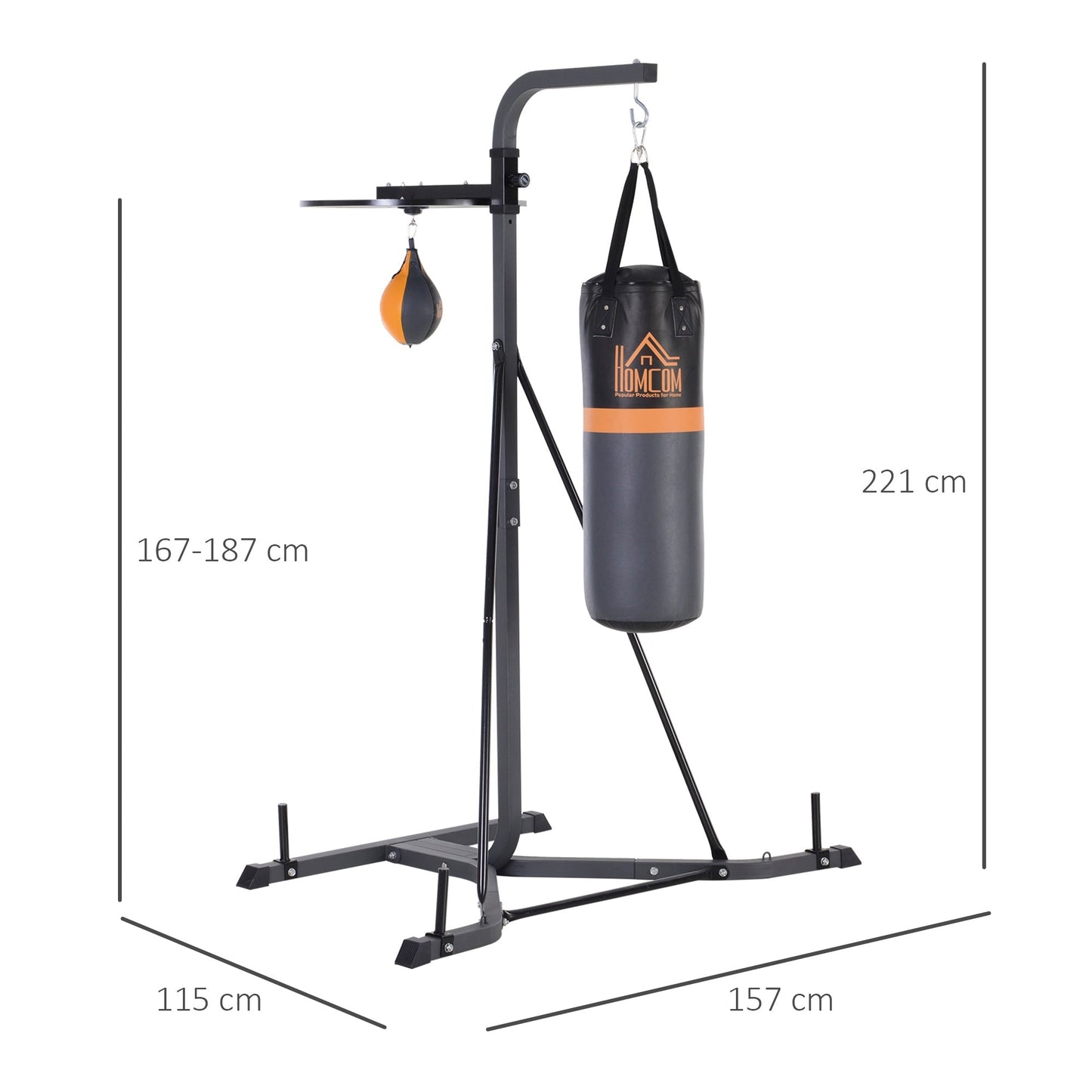 Adjustable Multipurpose Station with 20kg Punching Bag and Punching Ball for Boxing Training - Borgè