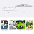 3x2.5 m Garden Umbrella with 8-Ribbed Wooden Pole, Made of Bamboo, Wood and Polyester, White - Borge' Group Limited