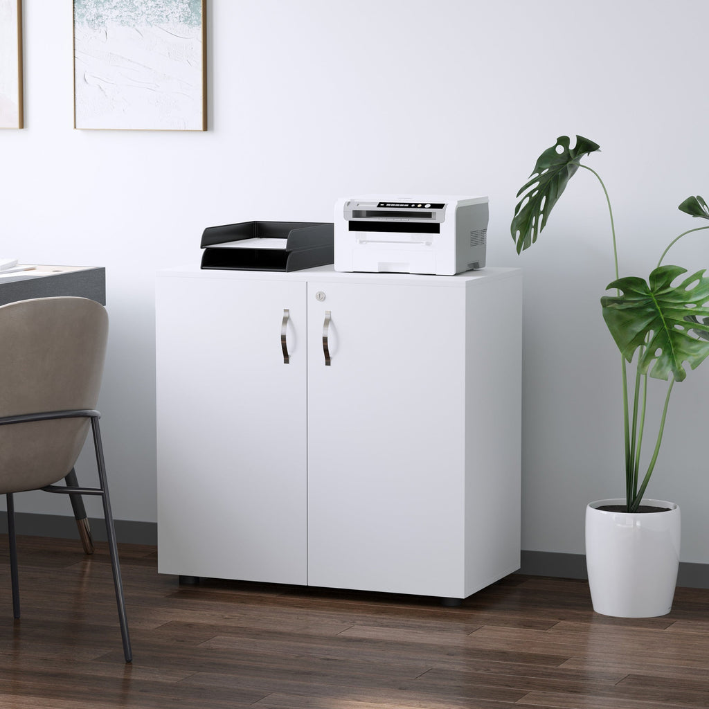 Homcom Multiuse office cabinet with lock - white - Borgè