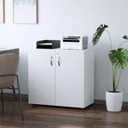 Homcom Multiuse office cabinet with lock - white - Borgè