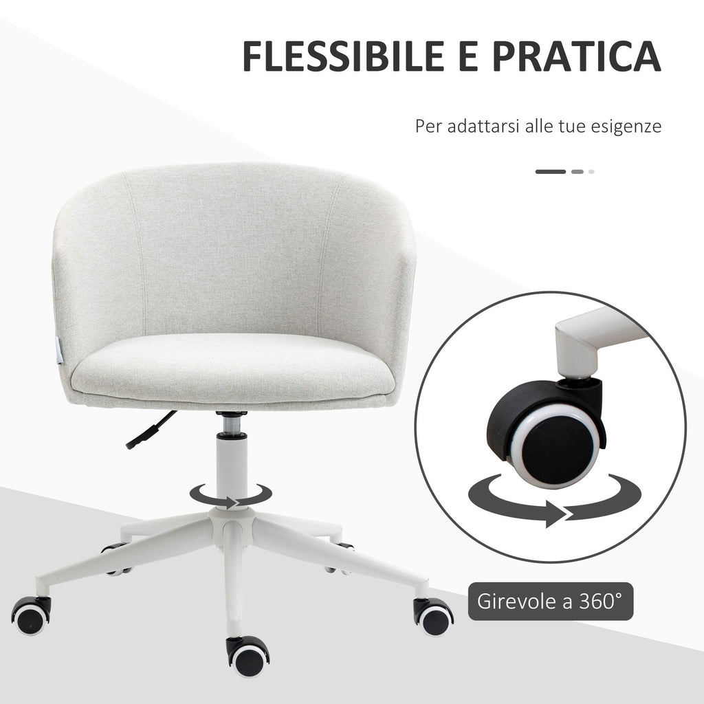 Vash office chair with adjustable height, wheels and swivel session in fabric, light Grey - Borgè