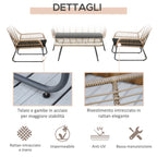 Boho Style PE Rattan Garden Furniture Set with 2 Armchairs, Sofa and Coffee Table - Borge' Group Limited