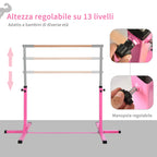 Homcom for artistic gymnastics or classic dance-adjustable dance (92-150 cm) for children max. 75 kg, pink - Borgè