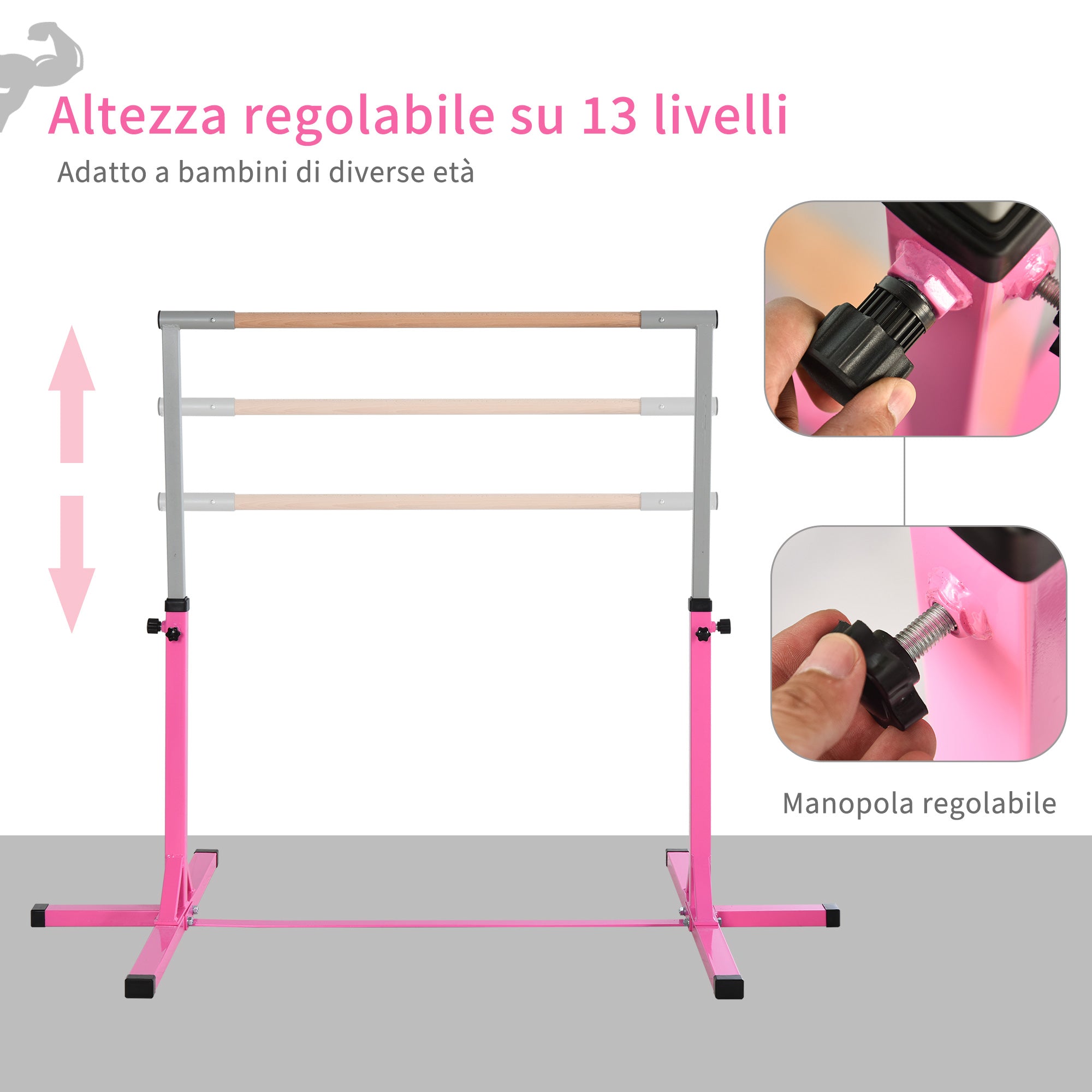 Homcom for artistic gymnastics or classic dance-adjustable dance (92-150 cm) for children max. 75 kg, pink - Borgè
