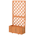 Outdoor Planter with Trellis for Climbing Plants and Pot, in Fir Wood, 72.5x31.5x149.5 cm, Orange - Borge' Group Limited