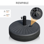 Garden Umbrella Base with Central Pole Φ3.8cm and 4.8cm, Black HDPE - Borge' Group Limited