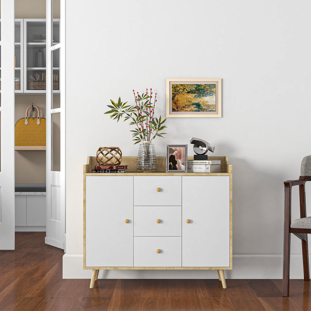 Homcom Modern unit in Pino wood with 3 drawers and 2 doors, 90x32x80h cm - Borgè