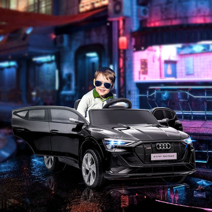 AUDI - Children's Electric Machine with Remote Control, 12V, Speed 3-8km/h, Lights and Music, Age 3-5 Years, Black - Borgè