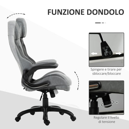 Office Chair Gaming Chair, Ergonomic with High Backrest, Swivel and Adjustable Height, Black and Grey