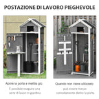 Garden Shed Fir Tool Storage with Removable Shelf and Work Table, 78x52.5x182 cm, Grey - Borge' Group Limited
