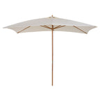 2x3m Waterproof Garden Umbrella, Wood and 180G Polyester, Beige - Borge' Group Limited