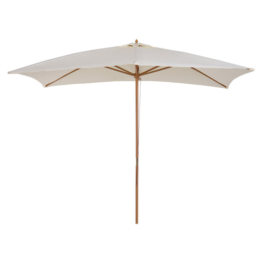 Outsunny wooden umbrella and rectangular polyester cream 2 x 2.95 x 2.55m - Borgè