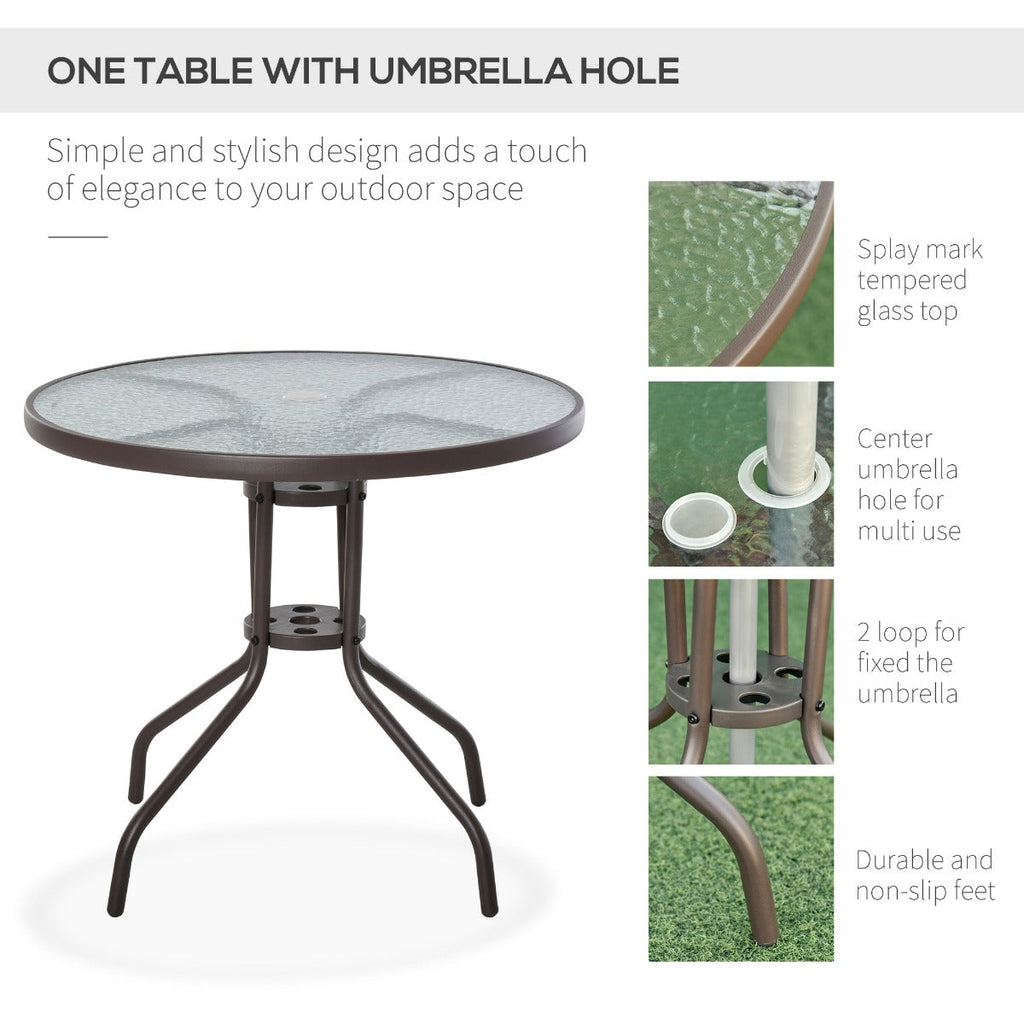 6-Piece Steel Pipe Garden Furniture Set, Garden Table with Chairs and Umbrella, Cream - Borge' Group Limited