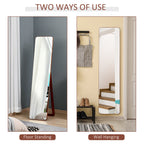 mirror from the ground and wall with wooden structure, folding support with zipper, 37x43x156cm, clear walnut - Borgè