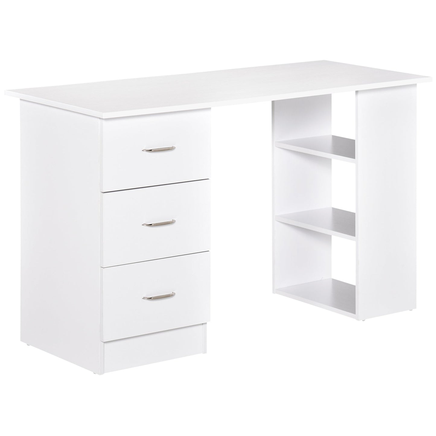 Homcom Modern desk with 3 drawers and shelves in white wooden wood 120x49x72cm - Borgè