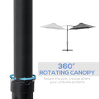 Garden Umbrella 2.6x2.5 m with 360° Rotation and Ventilated Canopy in Grey Polyester - Borge' Group Limited