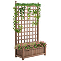 Outsunny Outdoor Wooden Fioriera with grilled for climbing plants, 64x28x120cm, brown - Borgè