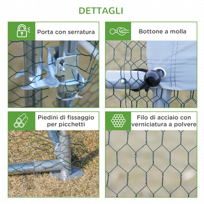 Pawhut Pollaio for Outdoor Chickens in Metal with Oxford fabric cover, 300x400x195 cm, silver - Borgè