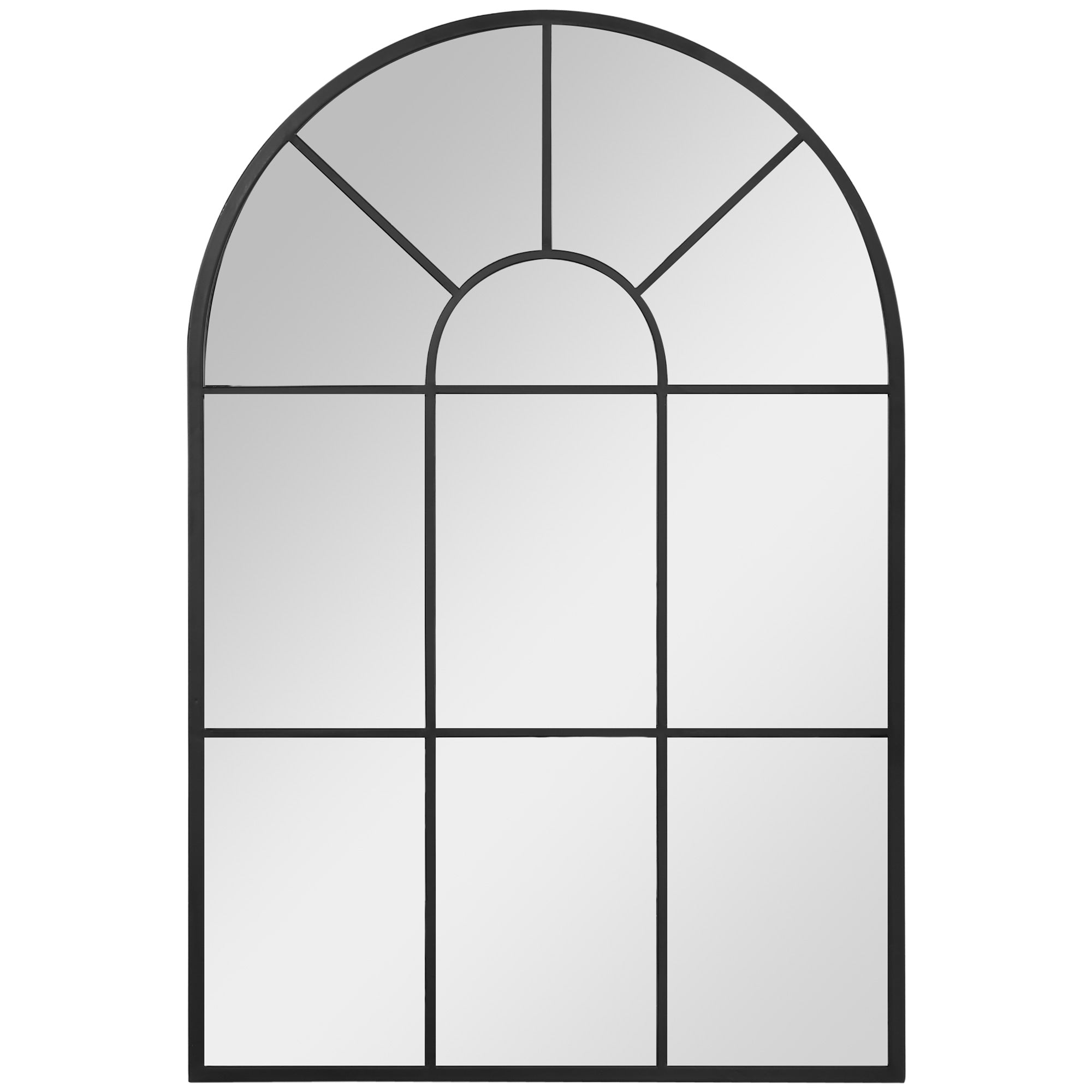 Modern Wall and Arco -shaped mirror 91x60 cm for bedroom and living room, in black and glass metal - Borgè